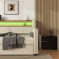 Twin Size Daybed with Trundle, Upholstered Daybed with Charging Station and LED Lights, Beige