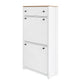 ONTREND with 2 flip drawers, top shoe cabinet with drawers, independent shoe rack with adjustable panel, white