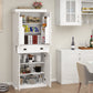 Kitchen Pantry Storage Cabinet with 4 Doors(2Doors with Racks)1 Drawer 2 Adjustable Shelves Freestanding Cupboard