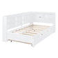 Wooden Twin Size DayBed with Twin Trundle, DayBed with Storage Shelf and USB Charging Ports,White