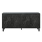 Carved Flower Door Large Storage Cabinet With Metal Handle Suitable For Living Room, Kitchen, Entryway(BLACK)