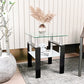 1-Piece Modern Tempered Glass Tea Table, Square Design for Living Rooms, Transparent/Black Finish