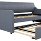 Twin Size Upholstery DayBed with Trundle and USB Charging Design Trundle can be flat or erected Gray