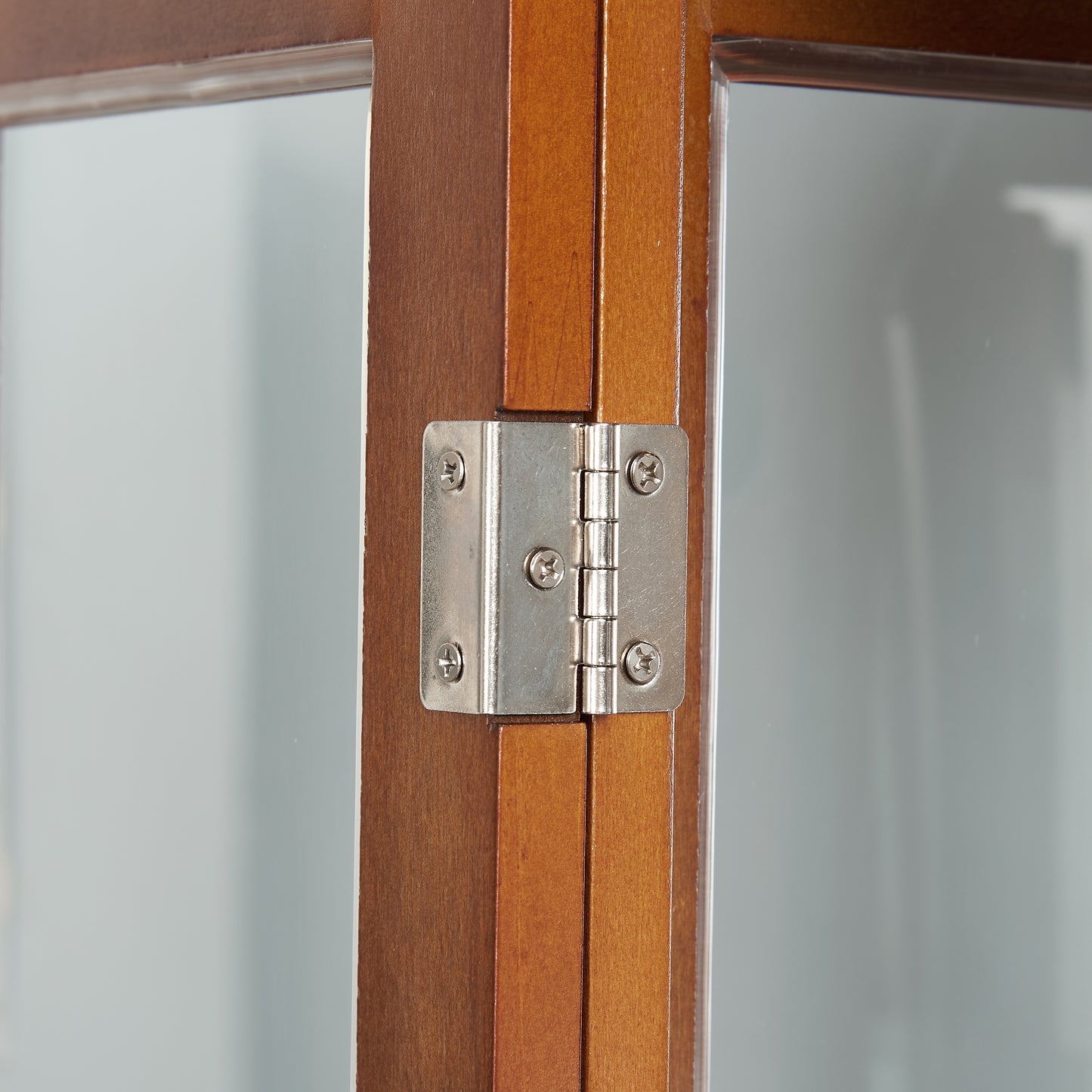 Lighting Curio Diapali Cabinet with Adjustable Shelves, Mirror Back Panel, and Tempered Glass Door, Walnut Wood