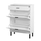 Independent shoe rack storage box with drawers and metal legs, modern shoe cabinet with 2 flippable drawers