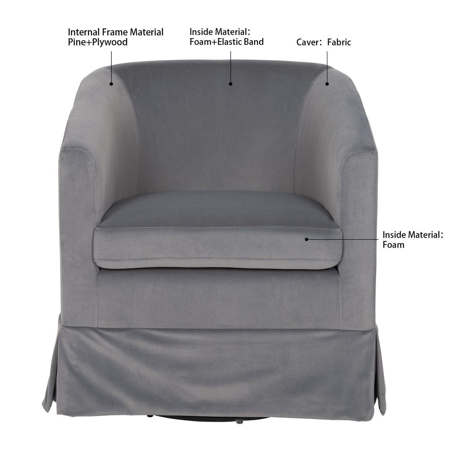 Wide Swivel Chair Gray