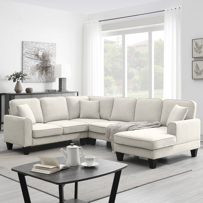 108" x 85.5" Modern U-Shaped Sectional Sofa, 7-Seat Fabric Sofa Set for Living Rooms