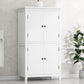 Bathroom floor storage cabinet, bathroom storage unit, 4-door independent cabinet, adjustable shelf, adaptive shelf, white