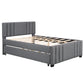 Full Upholstered Platform Bed with Trundle Grey