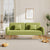 Green Fabric Double Sofa with Split Backrest and Two Throw Pillows