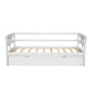 win Size Daybed with Trundle and Foldable Shelves on Both Sides White