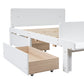 Full Bed with Footboard Bench 2 drawers White