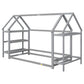 Twin House-Shaped Floor Bed with 2 Detachable Stands Grey