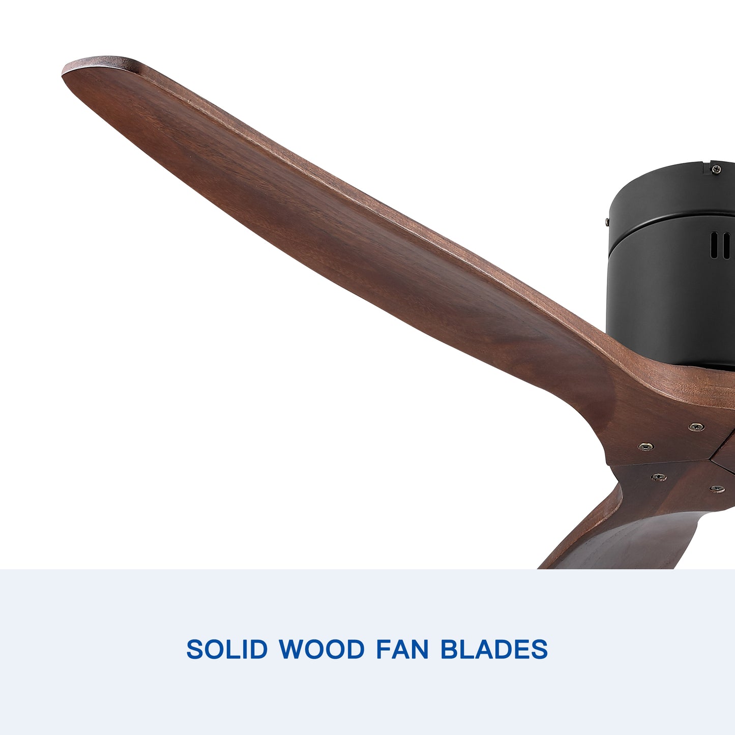 Farmhouse Rustic Ceiling Fan without Light - Matte Black with Solid Wood Blade