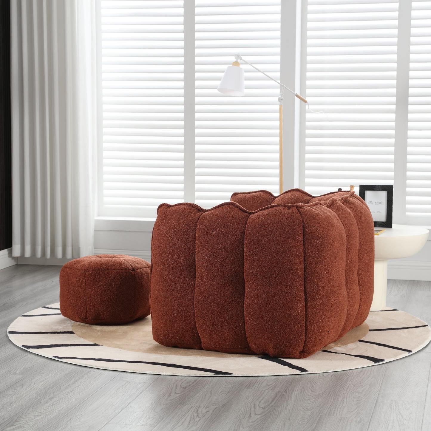 Soft Bean Bag Chair with High Resilient Foam(Chips)for living room and bedroom Comfortable Square Lazy Sofa with  Footstool