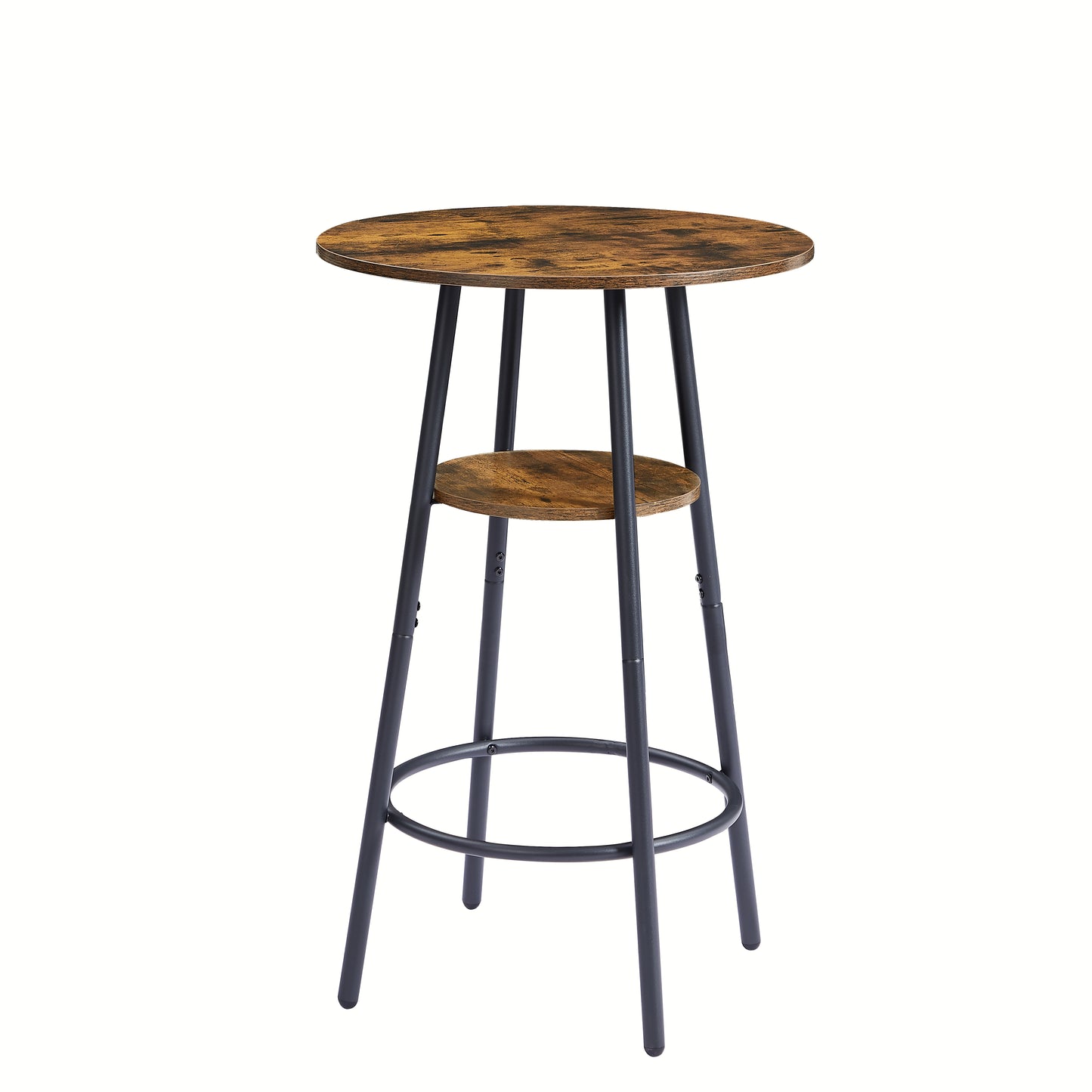 Round bar stool set with shelf upholstered stool with backrest Rustic Brown 23.62'' W x 23.62'' D x 35.43'' H