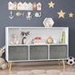 Kids bookcase with Collapsible Fabric Drawers Children's Book Display Toy Storage Cabinet Organizer White/Gray