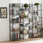 Triple Wide 5-shelf Bookshelves Industrial Retro Wooden Style Home and Office Large Open Bookshelves Dark Grey