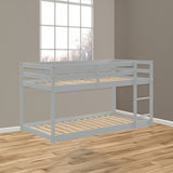 Twin over Twin Floor Bunk Bed,Grey