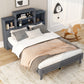 Queen Size Storage Platform Bed Frame with 4 Open Storage Shelves and USB Charging Design Gray