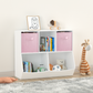 Kids Bookcase with Collapsible Fabric Drawers Children's Toy Storage Cabinet for Playroom White/Pink