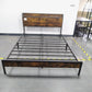 Bed frame with charging station full size, Grey, 83.1'' L x 56.1'' W x 39.2'' H.