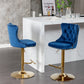 25-33 Inch, Modern Upholstered Bar Stools with Backs Comfortable Tufted for Home Pub and Kitchen Island,Blue,Set of 2