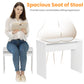 Vanity Desk Set Stool & Dressing Table with LED Lighting Mirror Drawer and Wood Cosmetic Table Chest of Drawers White Color