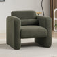 Modern Chair with Sheepskin Sherpa Fabric, Soft Cushion Armchair in Seaweed Green for Living Rooms