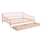 Full Size Daybed with Two Storage Drawers and Support Legs Pink