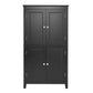 Bathroom floor storage cabinet, bathroom storage cabinet, 4-door independent cabinet, adjustable shelf, adaptive shelf, black