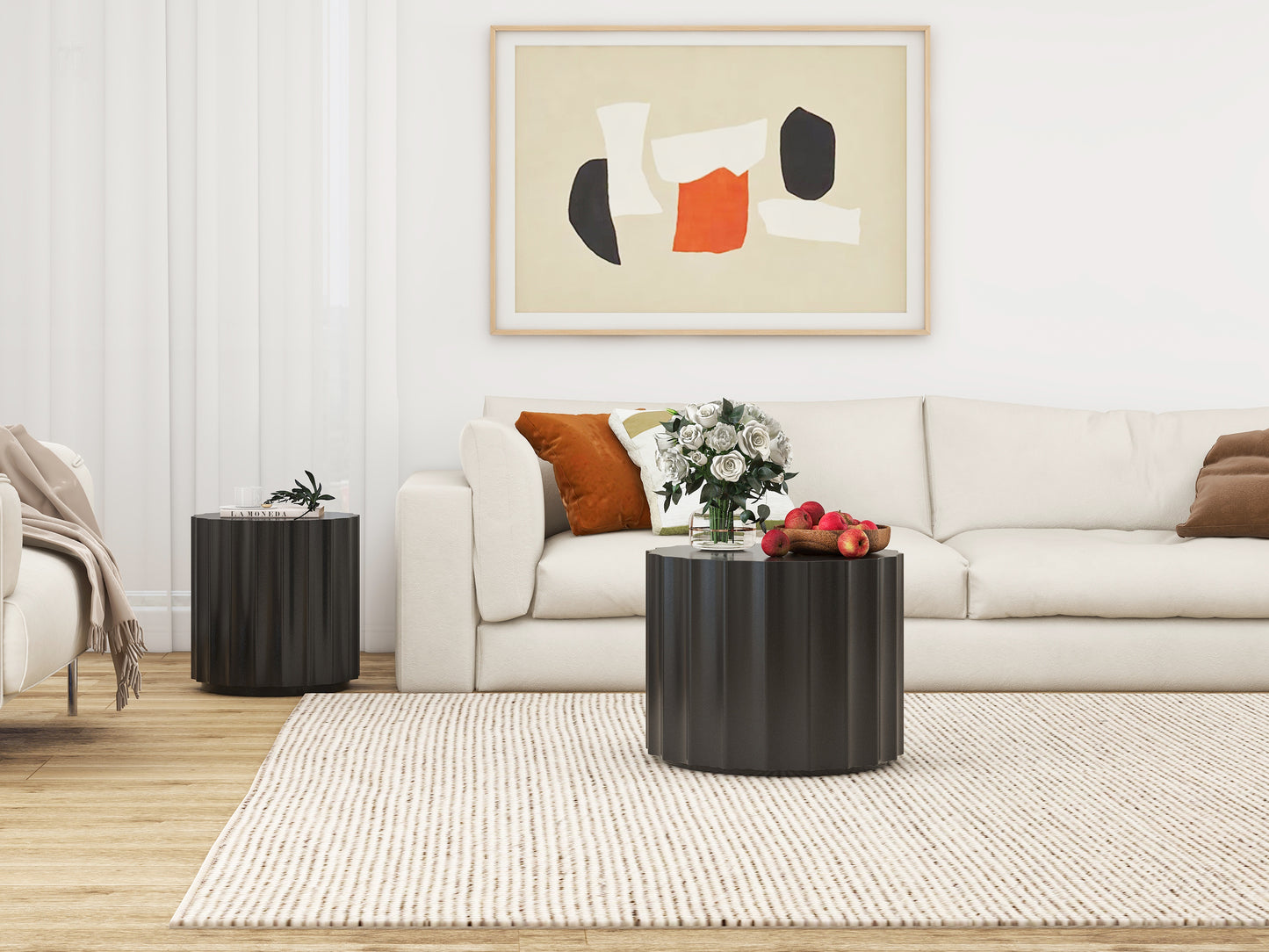 Coffee Table Set of 2, Round Coffee Table ,Nesting Coffet Table,End table,Circle Sidetable for Living room ,Bedroom