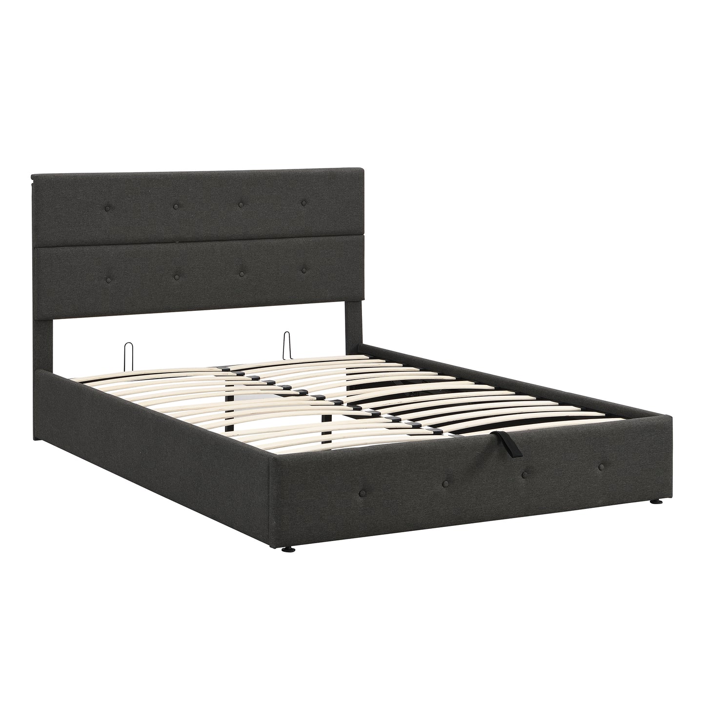 Upholstered Platform Bed with Underneath Storage Queen Size Gray