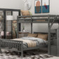 Twin over Full Loft Bed with Staircase Gray