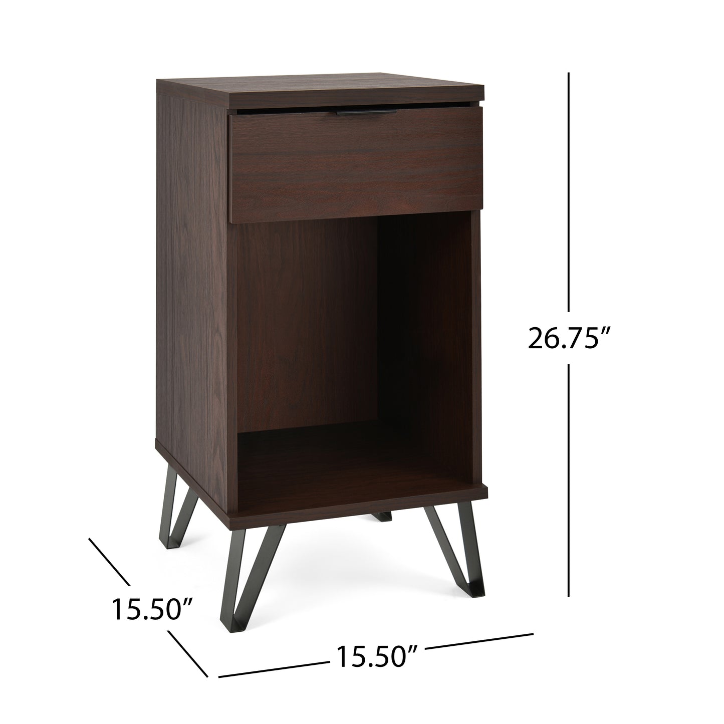 Walnut Tall End Table, Elegant and Functional Design for Living Rooms and Bedrooms