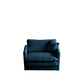 Comfy Deep Single Seat Sofa Upholstered Reading Armchair Living Room Chair Blue Chenille Fabric , 1 Toss Pillow