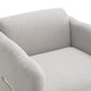 Armchair with wavy armrests, metal decorations on both sides of the armrests, made of Teddy cloth, light gray