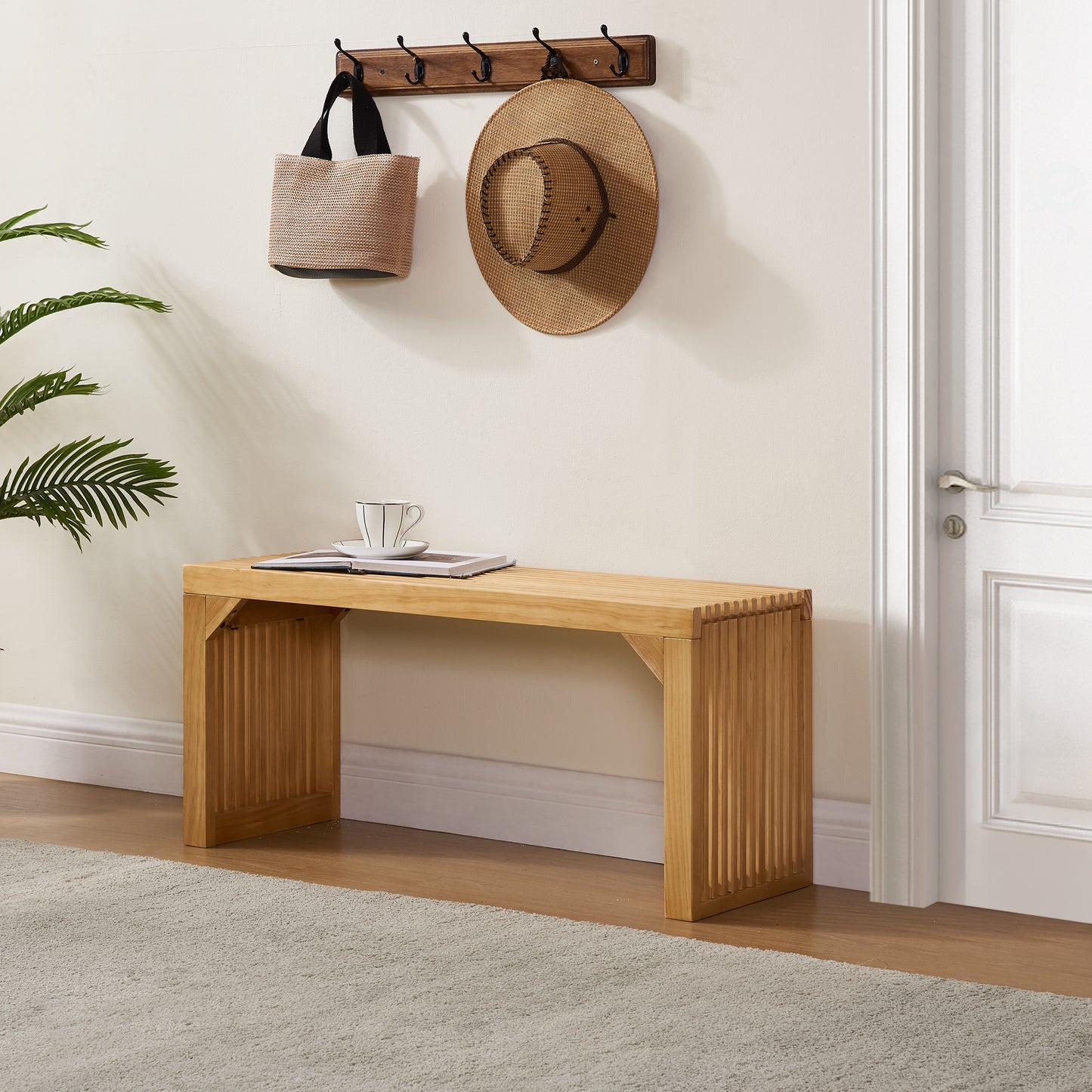 Conjunto de mesa y banco de comedor, diseño de madera de pino para entradas, salas de estar y cocinas