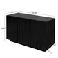 LED Carved Line 3-Door Storage Cabinet, Sideboard Buffet with Adjustable Shelves for Living Rooms