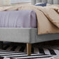 Upholstered Platform Bed Frame with Vertical Channel Tufted Headboard No Box Spring Needed Full Gray