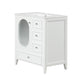 Bathroom Vanity with Sink, Bathroom Vanity Cabinet with Three Drawers and Door, Solid Wood and MDF, White