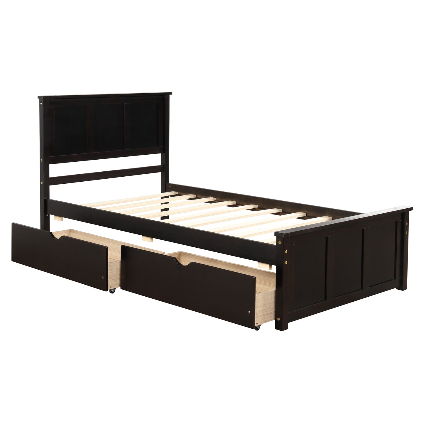 Platform Storage Bed  2 drawers with wheels  Twin Size Frame  Espresso