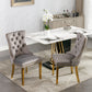 Tufted solid wood velvet cushioned dining chair, gold-plated stainless steel nail leg heads, 2 pieces in gray and gold