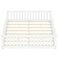 Queen Size Bed Floor Bed with Safety Guardrails and Door for Kids, White