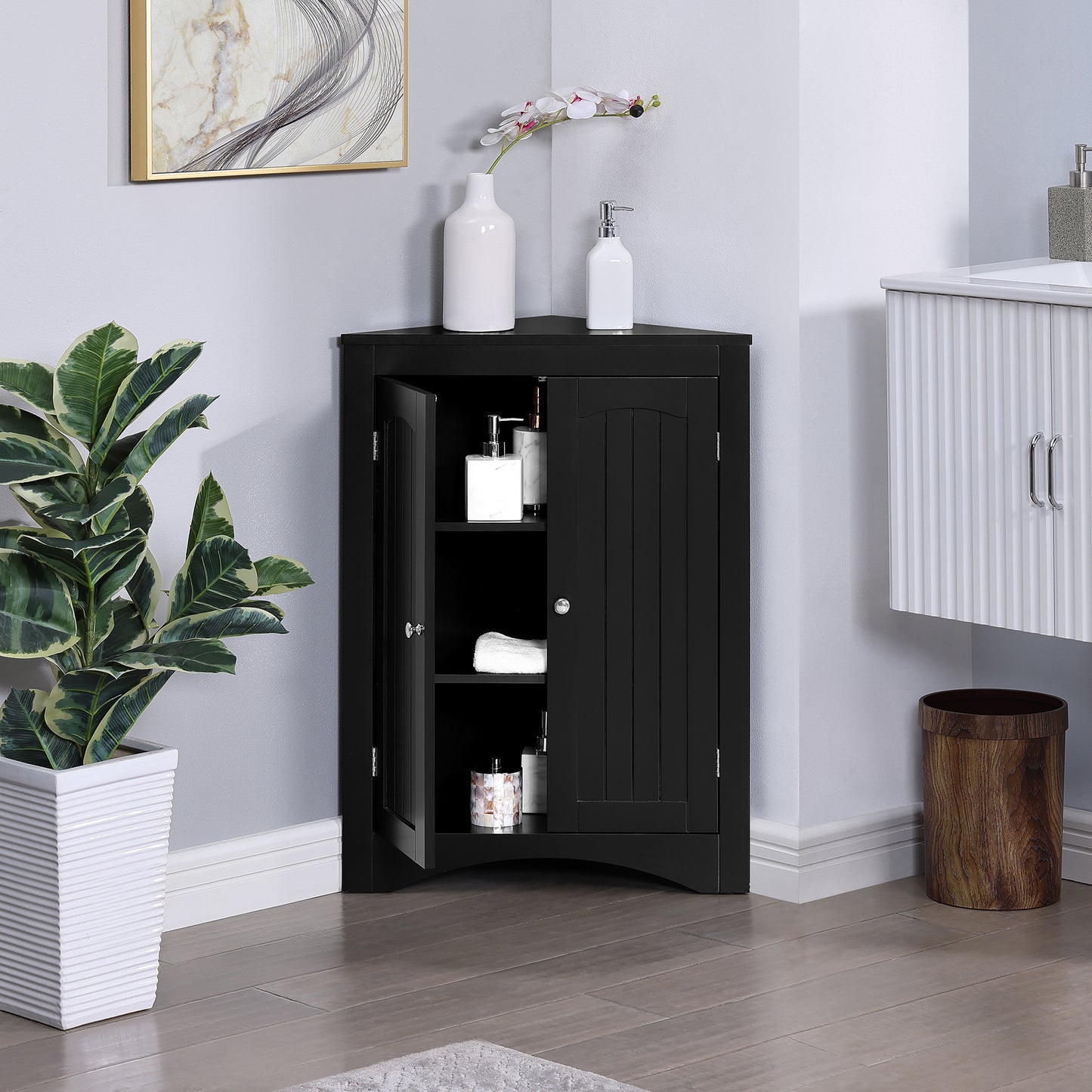 sideboard cabinet corner cabinet Bathroom Floor Corner Cabinet with Doors and Shelves Kitchen Living Room