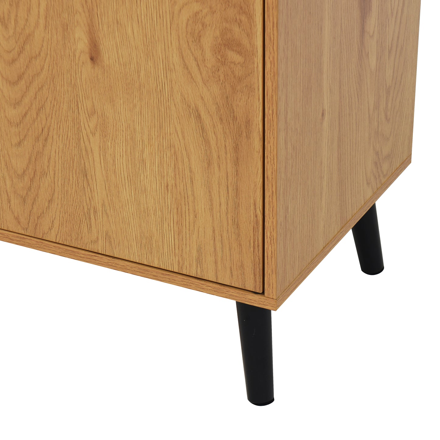 Storage cabinet with 3 drawers and adjustable shelves, medieval cabinet with doors in natural wood color