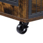 Furniture Style Dog Crate Side Table on Wheels with Double Doors and Lift Top. Rustic Brown