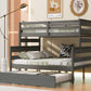 Wood Twin over Full Bunk Bed with Twin Size Trundle  Gray