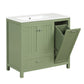 36" Bathroom Vanity with Sink, Double Door Cabinet, Large Drawer, and Flip Drawer, Green Finish