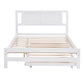 Full Size Platform Bed with Adjustable Trundle White